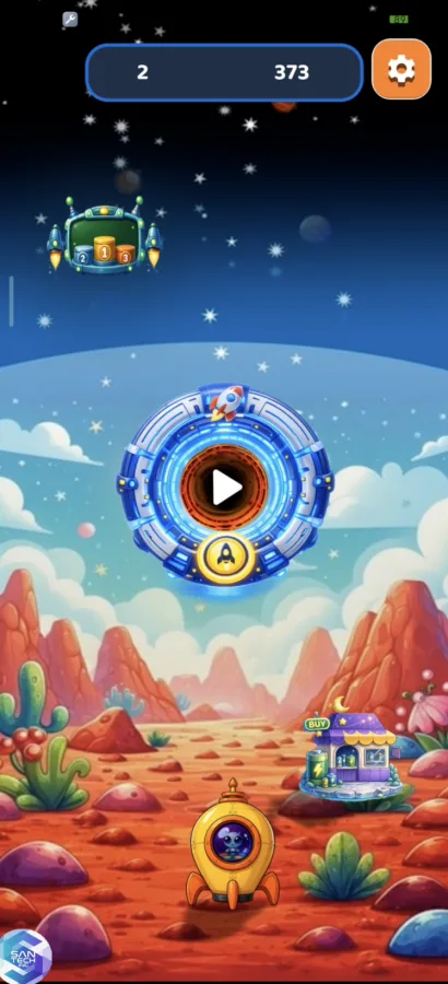 Simon in Space gameplay: repeating a light sequence on a planet